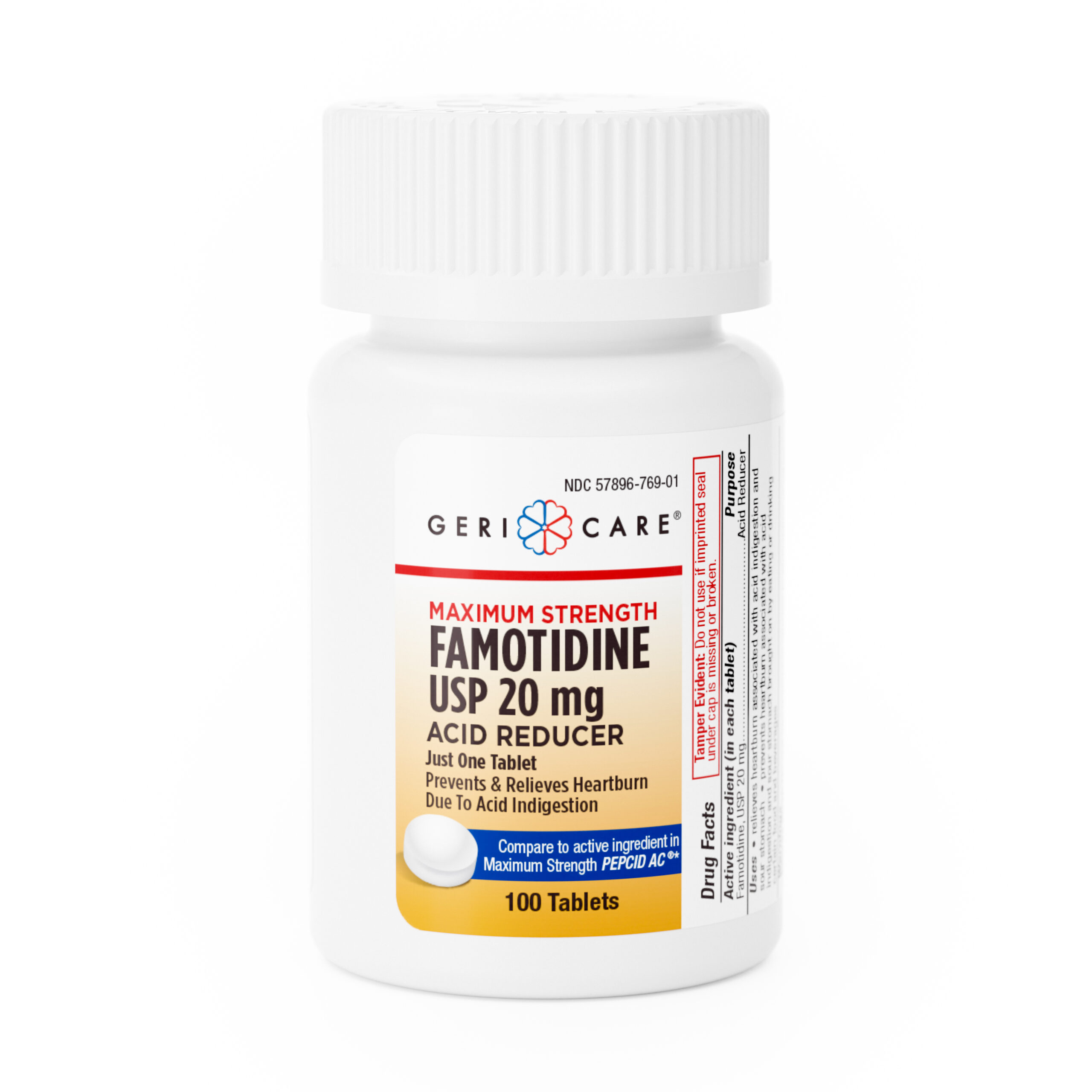 Extra Strength Famotidine Acid Reducer – 100 Tablets