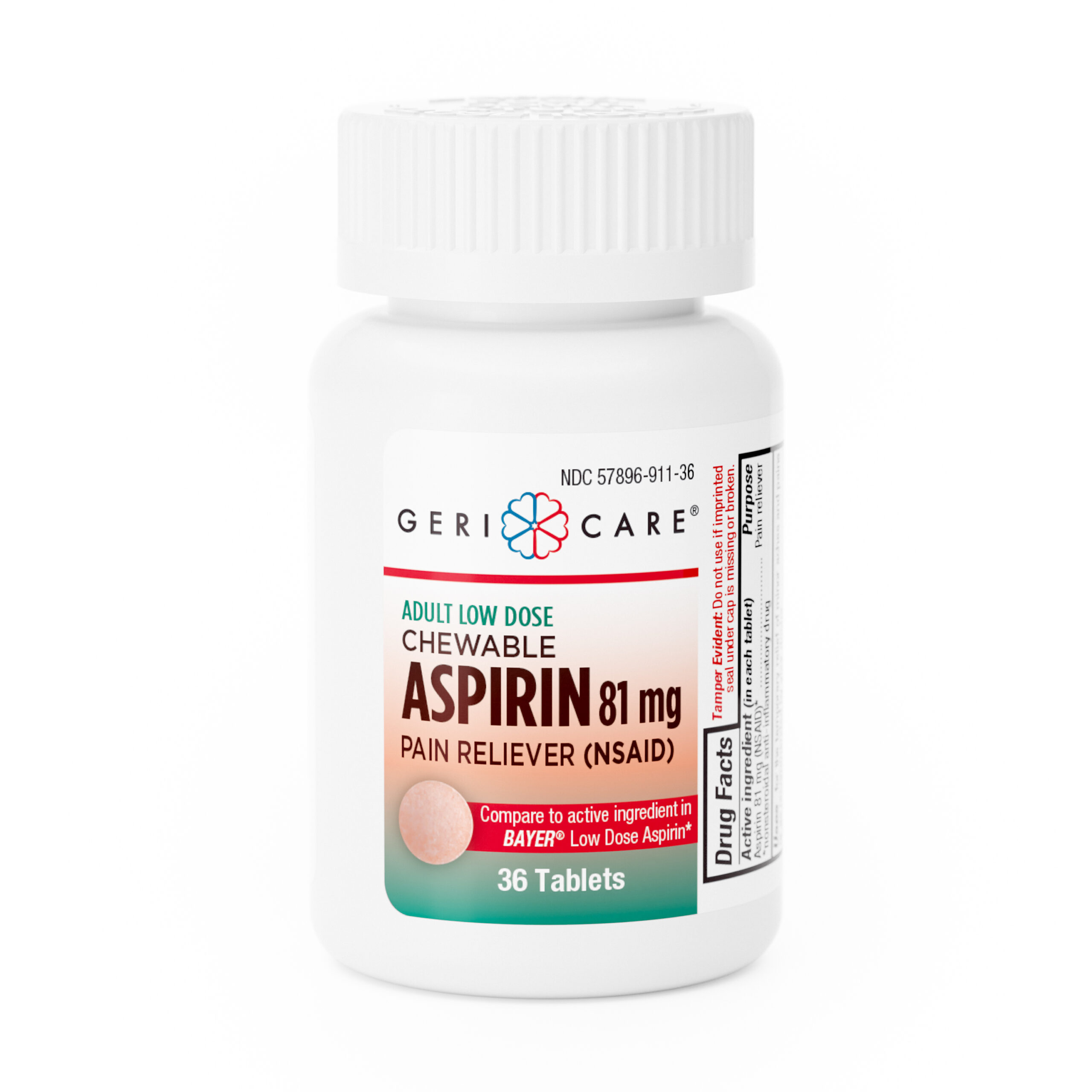 Aspirin 81mg Low Dose – 36 Chewable Tablets