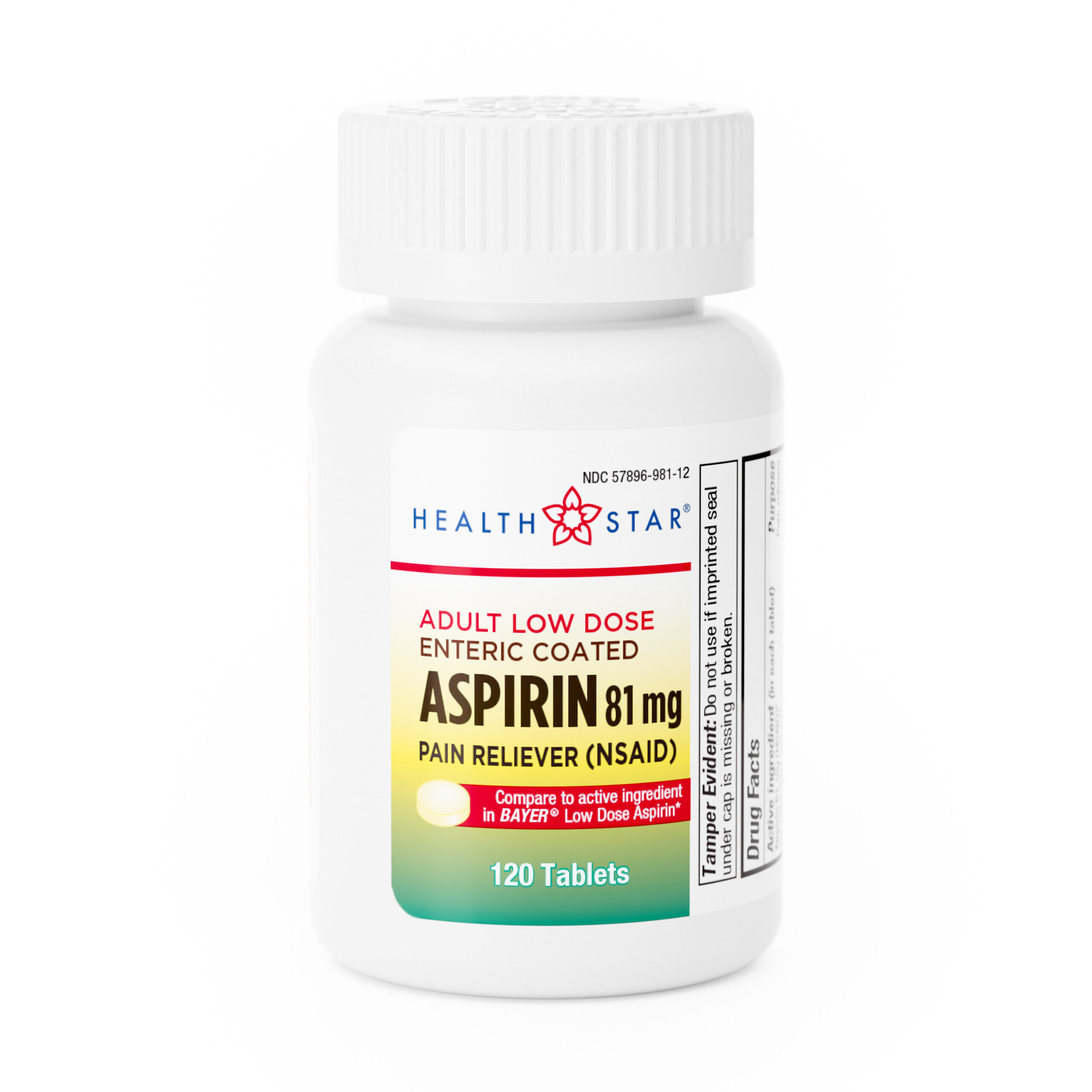 Aspirin 81mg Low Dose Enteric Coated  – 120 Tablets