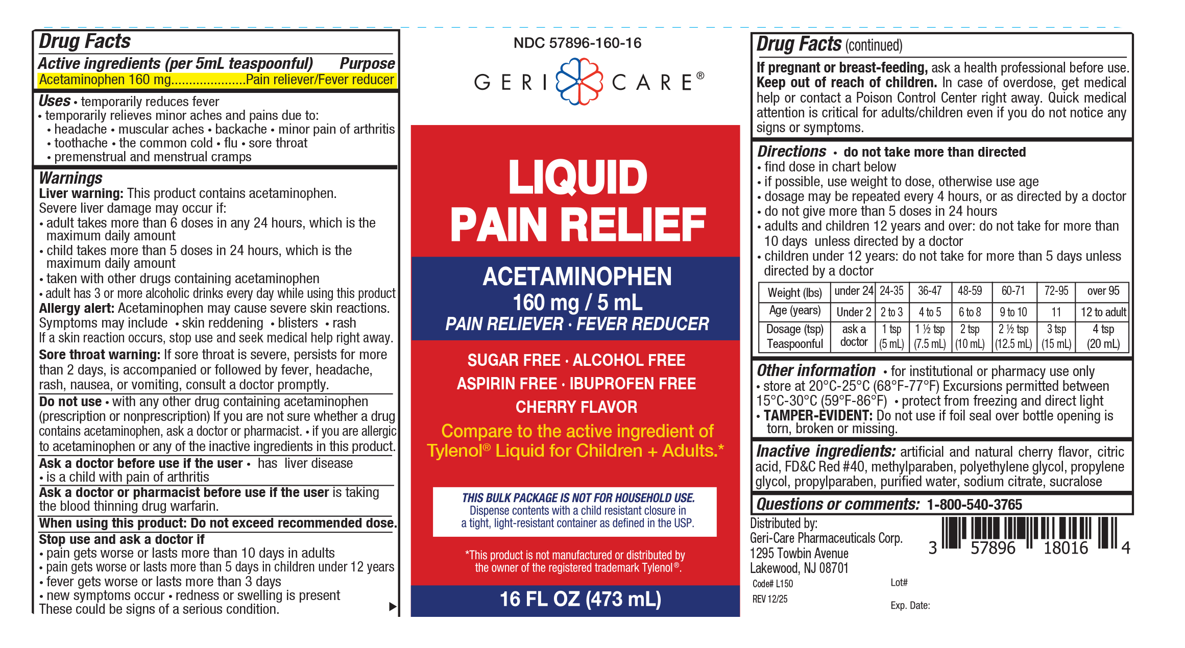 L160-16-GCP GeriCare Acetaminophen 16oz