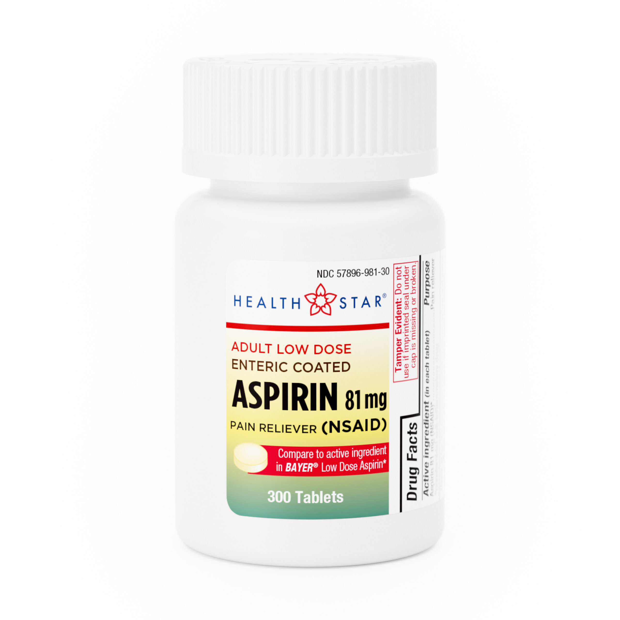 Aspirin 81mg Low Dose Enteric Coated – 300 Tablets