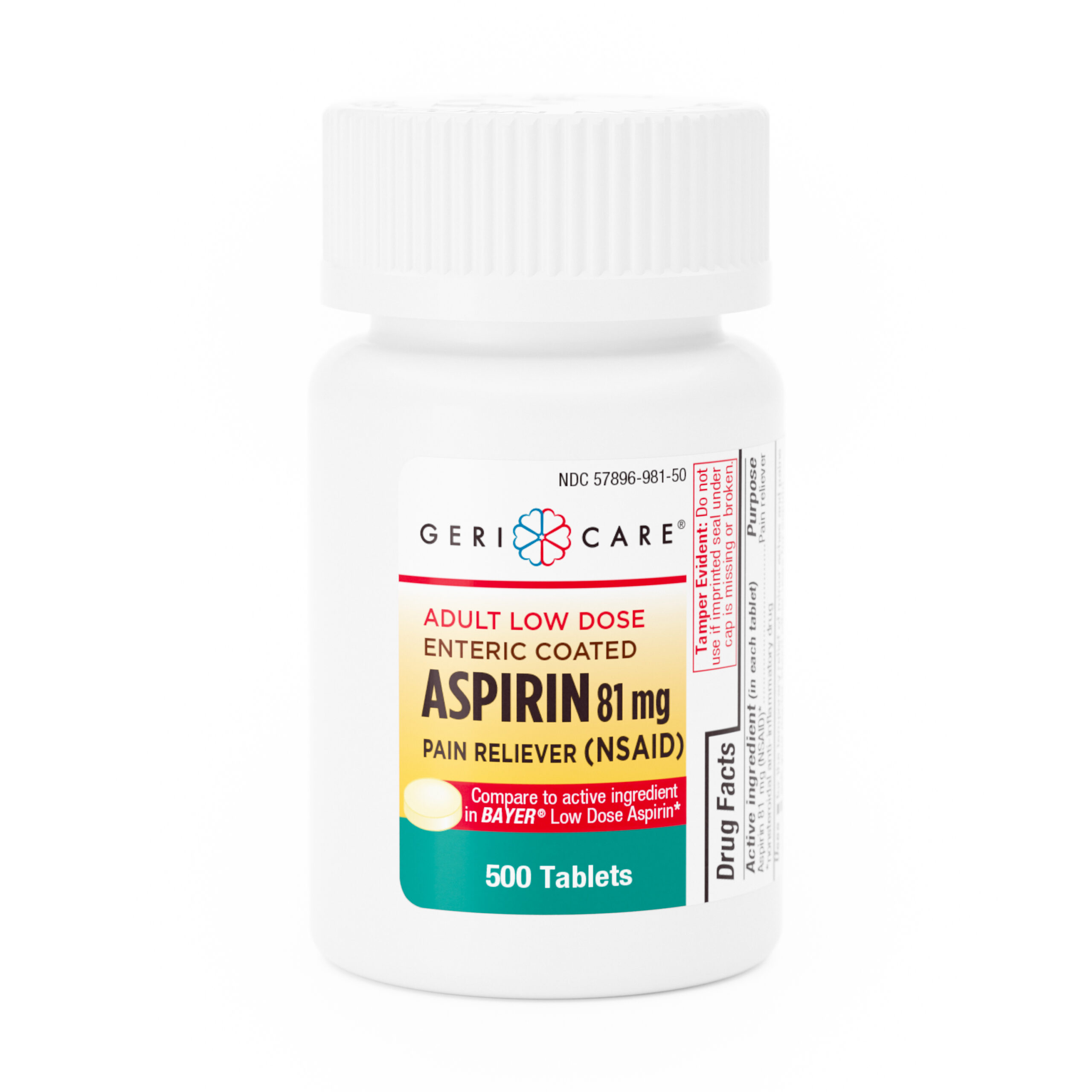 Aspirin 81mg Low Dose Enteric Coated – 500 Tablets