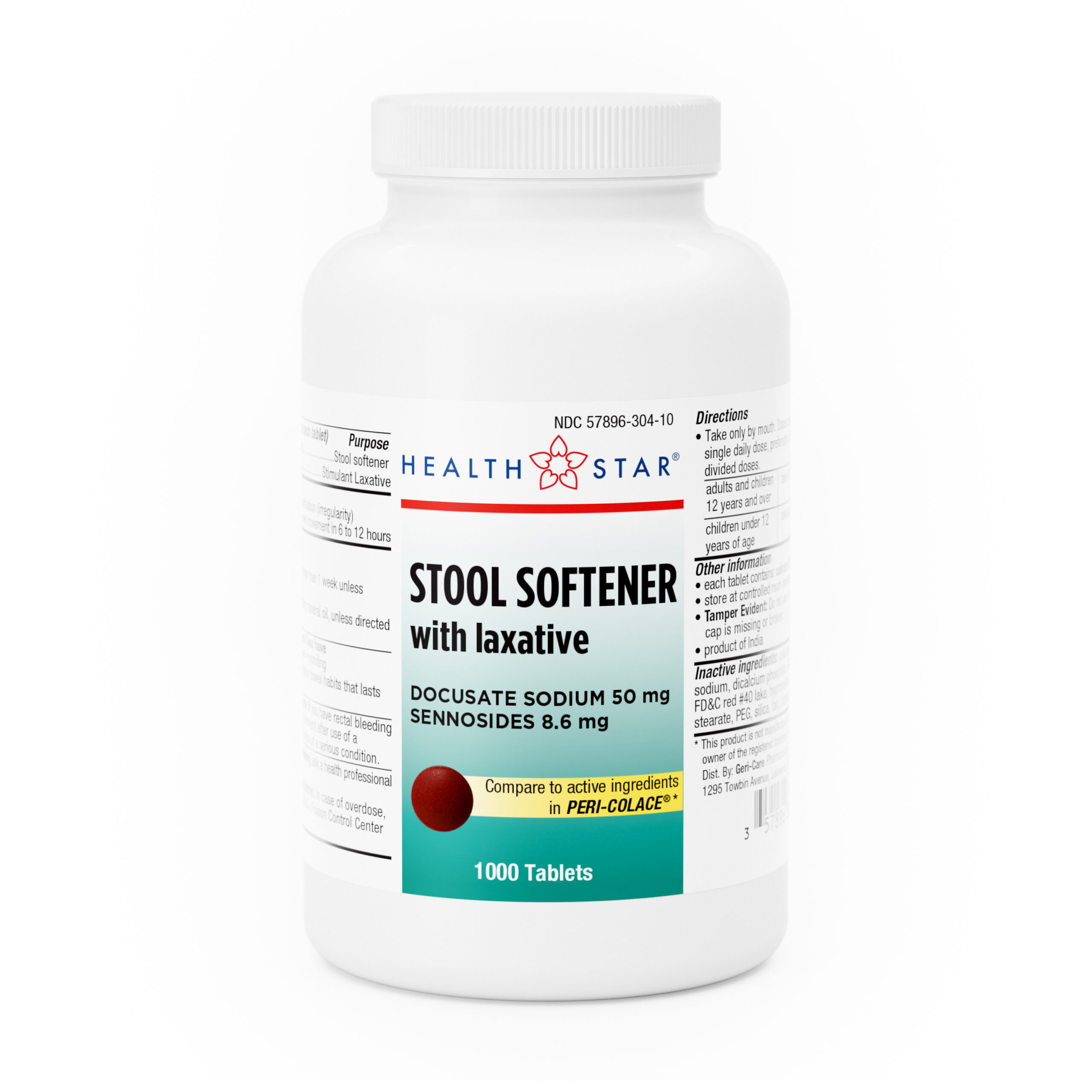 Stool Softener with Laxative – 1000 Tablets